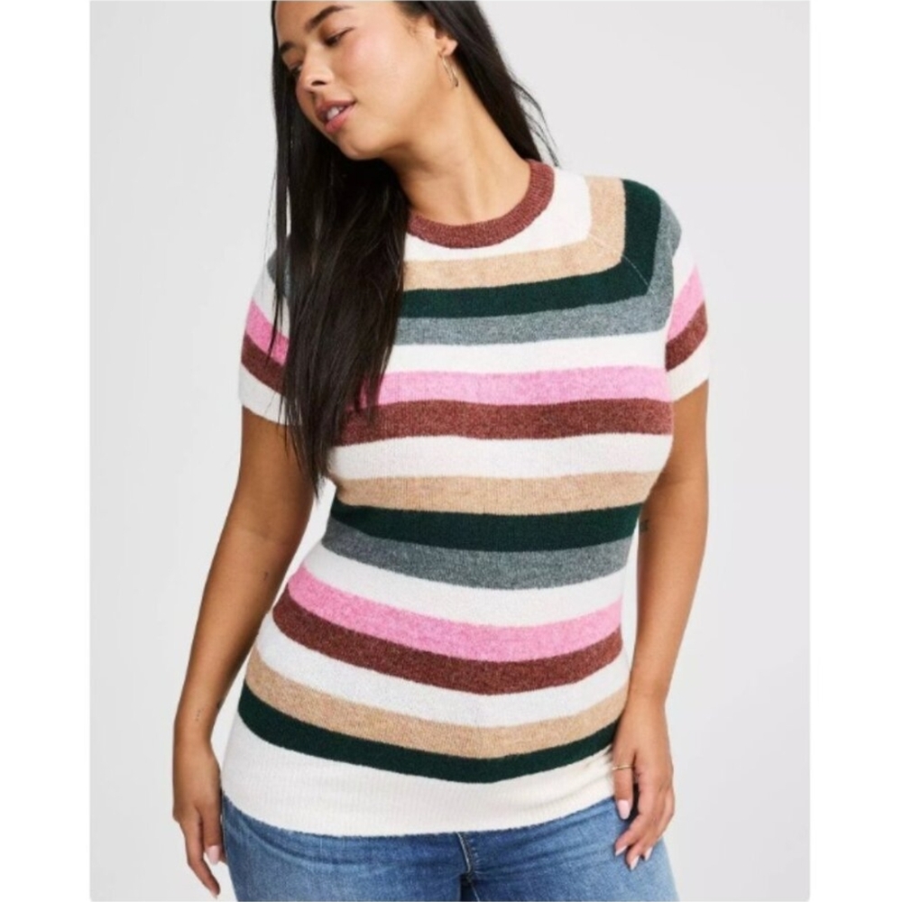 Striped Short Sleeve Sweater